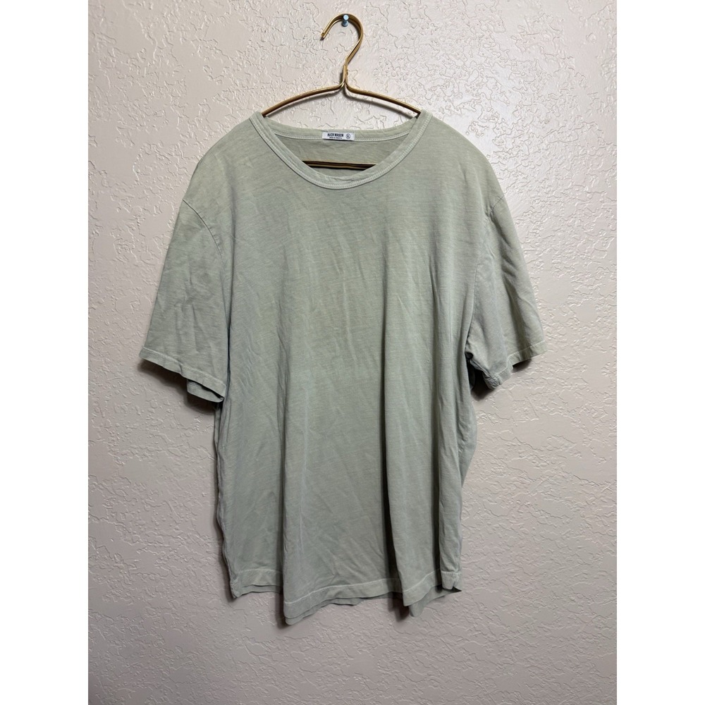 Buck Mason Men's Slub Classic Curved Hem Crewneck Made in USA Tee Shirt XL green